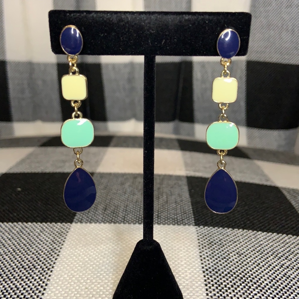Geometric Blue Ombré Statement Dangle Earrings